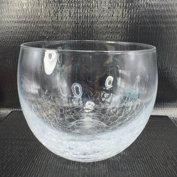 Pier 1 Glass Crackle Bottom Clear Glass Bowl Dish Votive Candle Holder 5inch W - Picture 8 of 9
